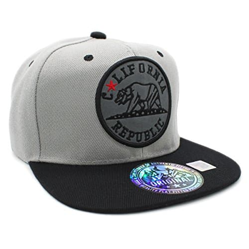 Embroidered CALI Bear in Round Patch Snapback Cap hat, California Republic hat