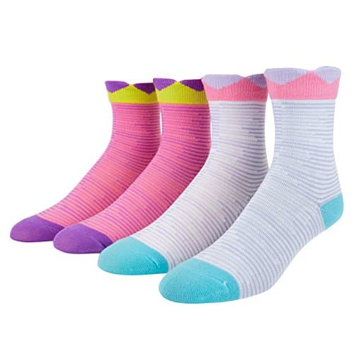 Funky Socks Girl's 2 Pack Patterned Crew Socks (Lime Feed Stripes, 6-8)