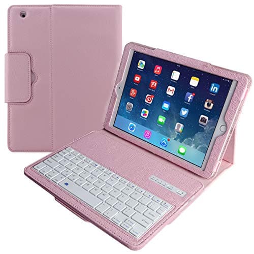 Eoso Keyboard Case for Apple iPad 4th Gen 2012, iPad 3rd Gen 2012, iPad 2 2011 Folding Leather Folio Cover with Removable Bluetooth Keyboard for (Old Model) iPad 2/3/4 (Pink)