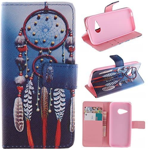 M8 mini Case HTC One Remix wallet Flip Case, HTC One M8 Mini Kickstand Case,Tribe-Tiger Stylish Dandelion Witness Love Series Wallet PU Leather Flip Cover Case,[Stand Built-In Card Slots Feature] Flip Folio Case Cover for for HTC One Remix(Tribe Feather Wind Chimes)