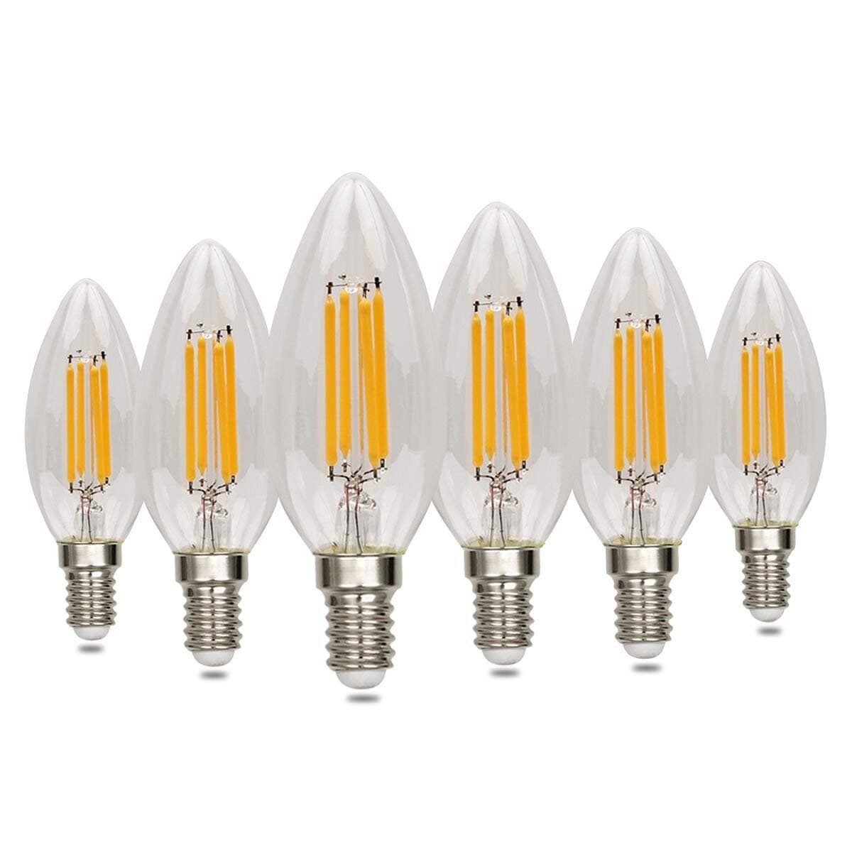 E14 LED Candle Bulbs 4W, 6 Pack Small Edison Screw Light Bulbs,LED Filament Lights, Chandelier Lamp Bulbs,40W Equivalent,Energy Saving [Energy Class A+]