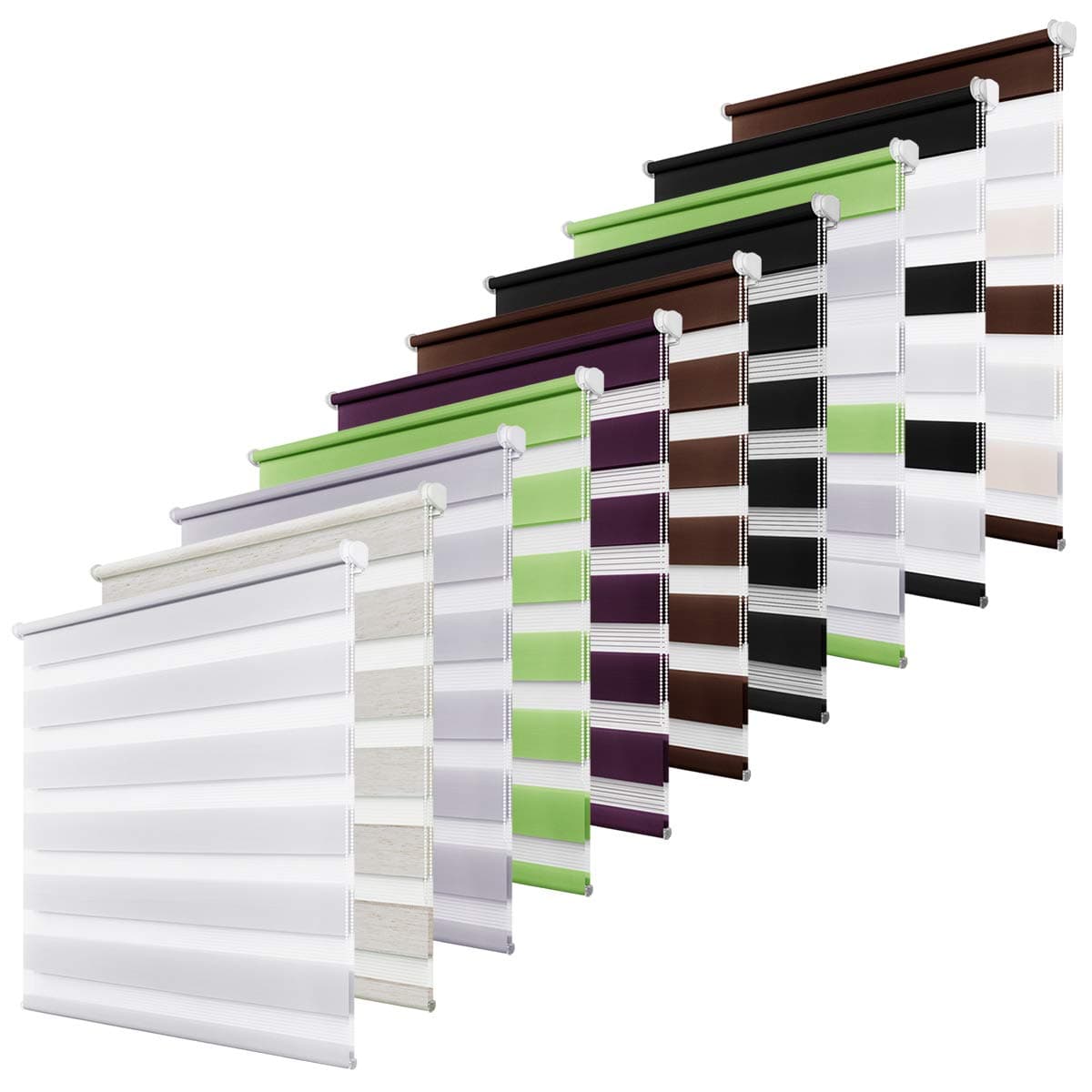 SBARTAR Day and Night Double Roller Blinds, 100 x 150 Black Double Layer Roller Shades Filtering with Side Chain Easy Assembled without Drilling for Window