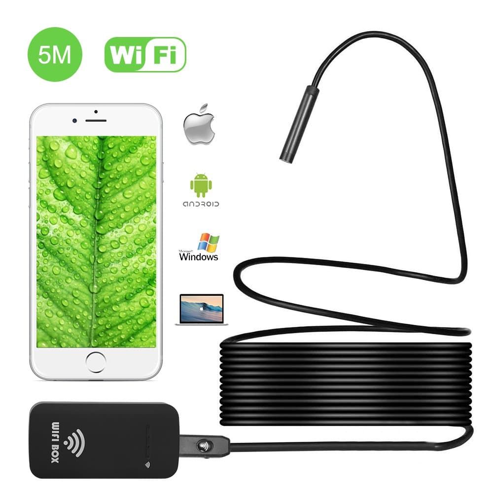 iBerry Endoscope - Inspection Camera - Endoscope Camera- Snake Camera iPhone 6 7 8 and Android iOS - Wireless Waterproof Home Automotive Vehicle Welding Digital LED WiFi Endoscope HD
