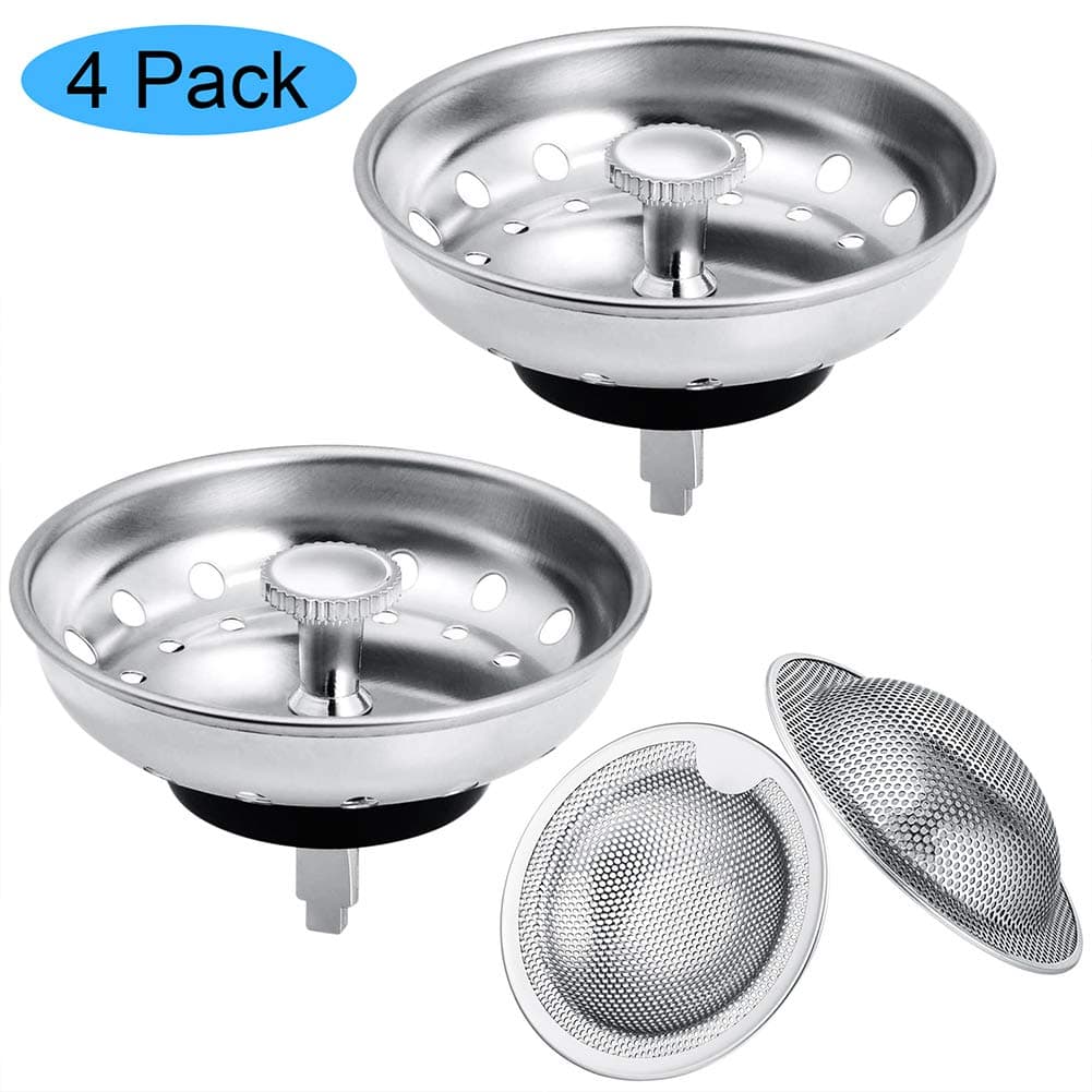 4 Pack Kitchen Sink Stopper Strainer Catcher with Upgrade Handle,Carry360 Anti-Clogging Stainless Steel Drain Filter Strainer for 3-1/2 Inch Kitchen Drains,Micro-Perforation,Rustproof,Dishwasher safe
