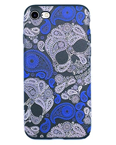 iPhone 7 Case, MyColors Flexible Soft Silicone Cool Case Embossed with Skullcandy Pattern for iPhone 7 4.7 Inch (Skullcandy)