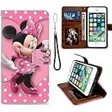 Wallet Case Fit iPhone 7 Plus & 8 Plus [5.5in] Disney Heart Minnie Mouse Pink