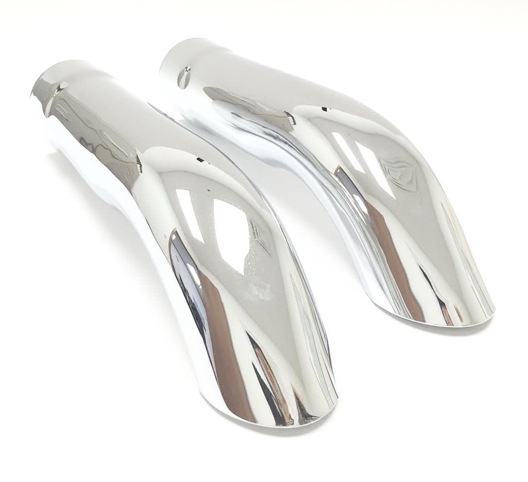 Turn Down Angle Cut Chrome Exhaust Tips 2" Inlet x 2 1/4" Outlet x 9" Length (2 piece set)