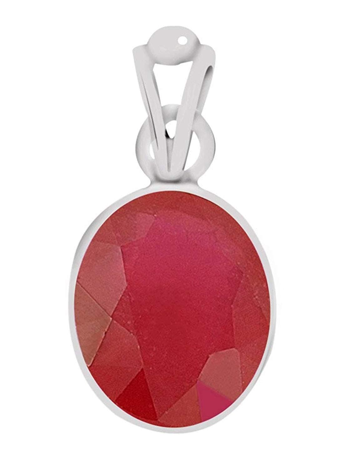 Ruby Premium (Manik) certified Gemstone 8.3cts or 9.25ratti Silver Pendant for men and women