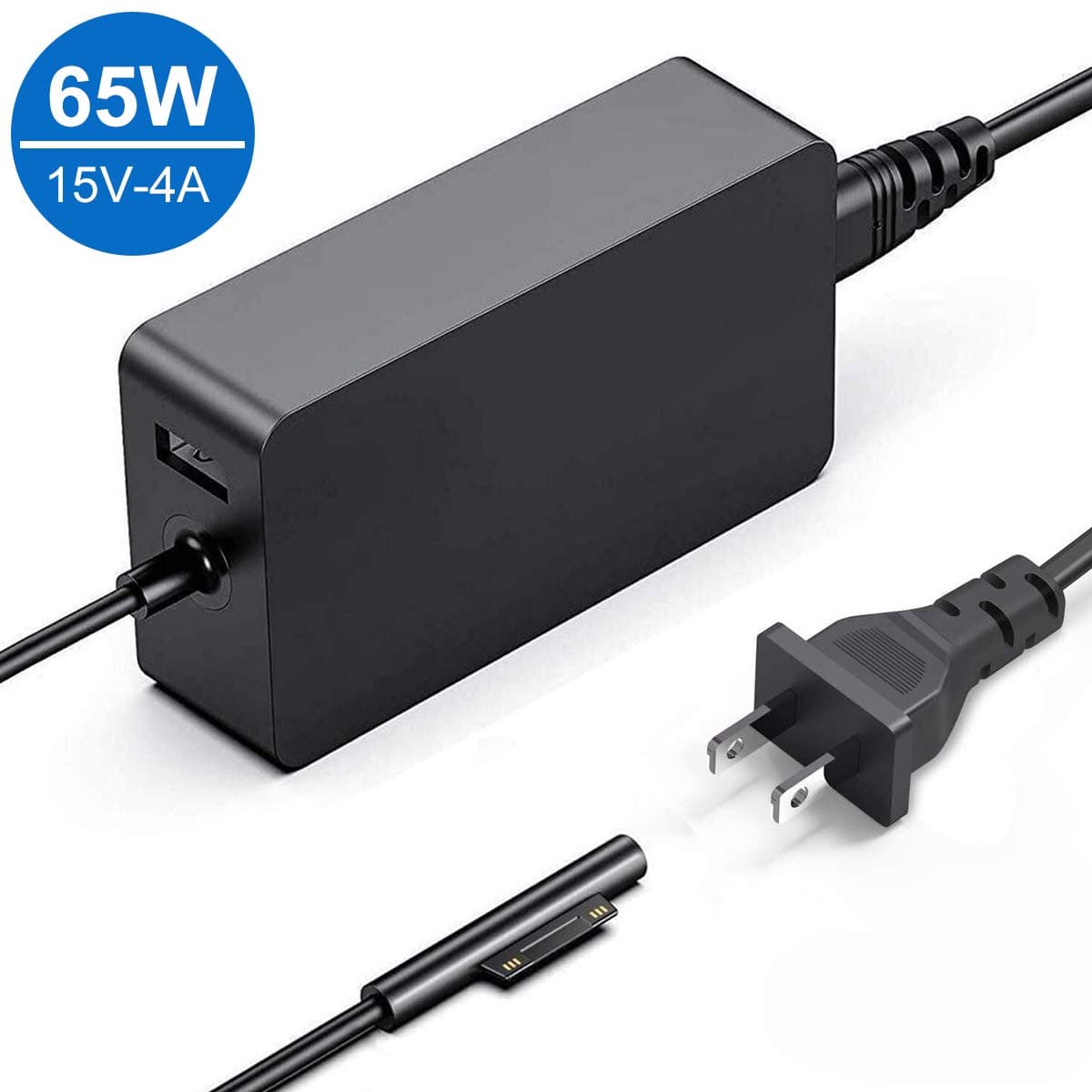 Surface Pro Charger,15V 4A 65W Surface Charger for Microsoft Surface Pro 3/Pro 4/Pro 5/Pro 6, Surface Laptop/Tablet, Surface Go, Surface Book 1/2, Works with 65W&44W&36W&24W