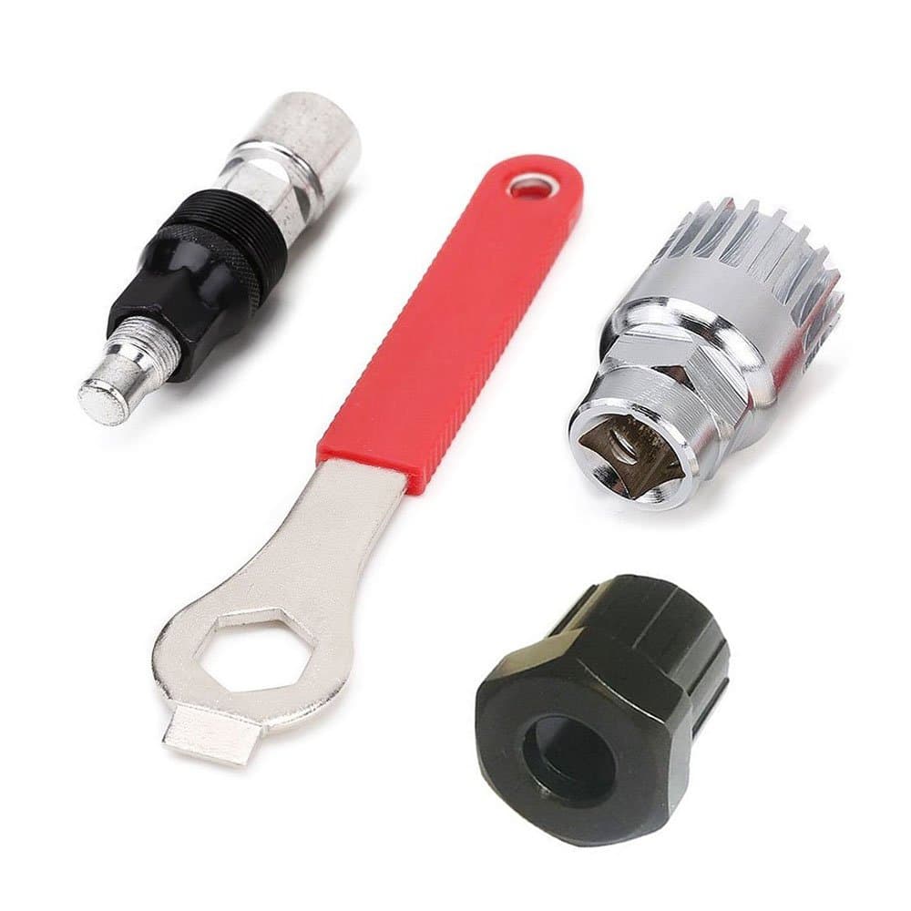 YunnLiin Bike Crank Extractor Puller Bottom Bracket Remover Removal Spanner Repair Tools Kit, Rotor Lockring Freewheel Removal Tool( 4 pcs/set)