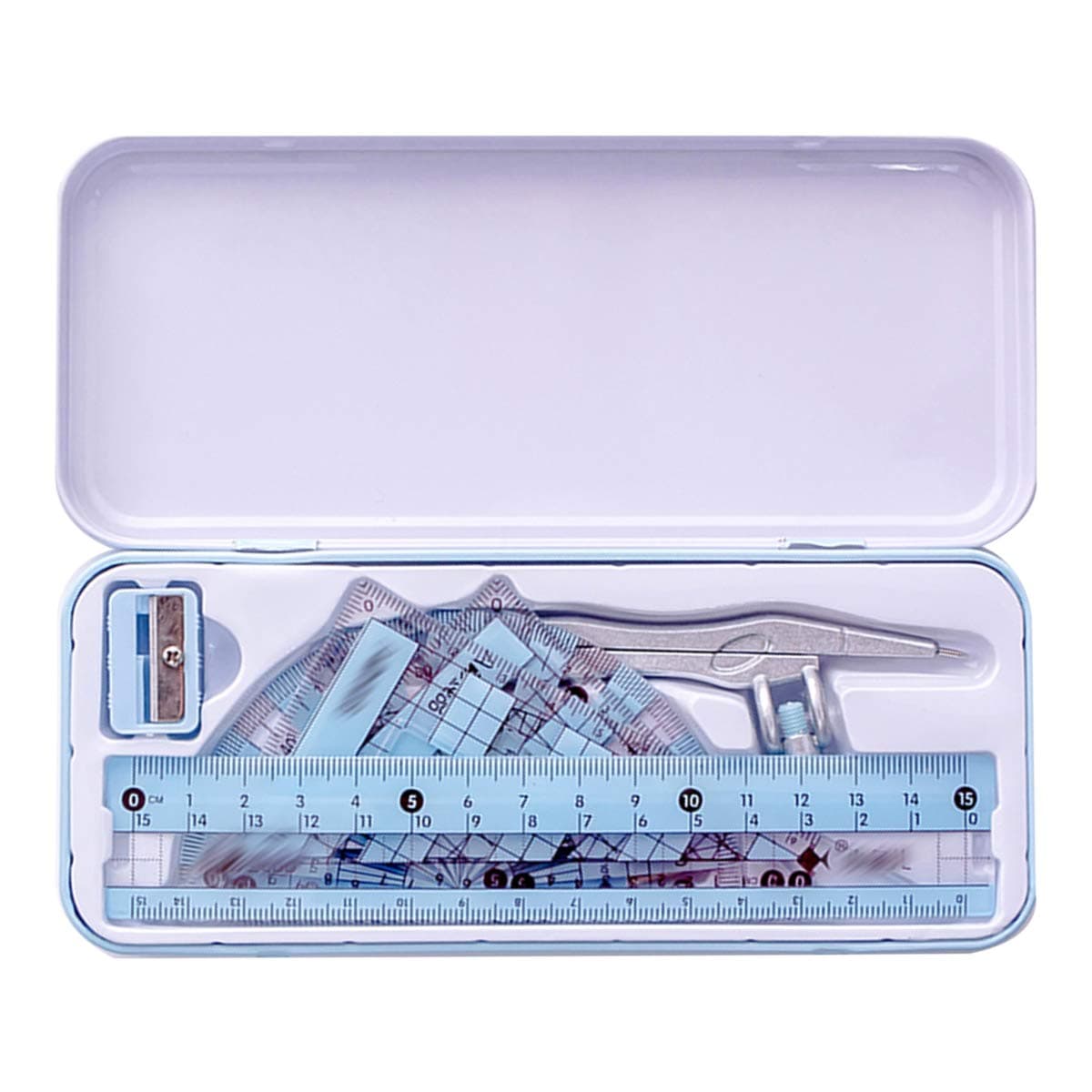 Adela 8 Pieces Student Math Geometry Tool Set Drawing Compass (R-Blue)