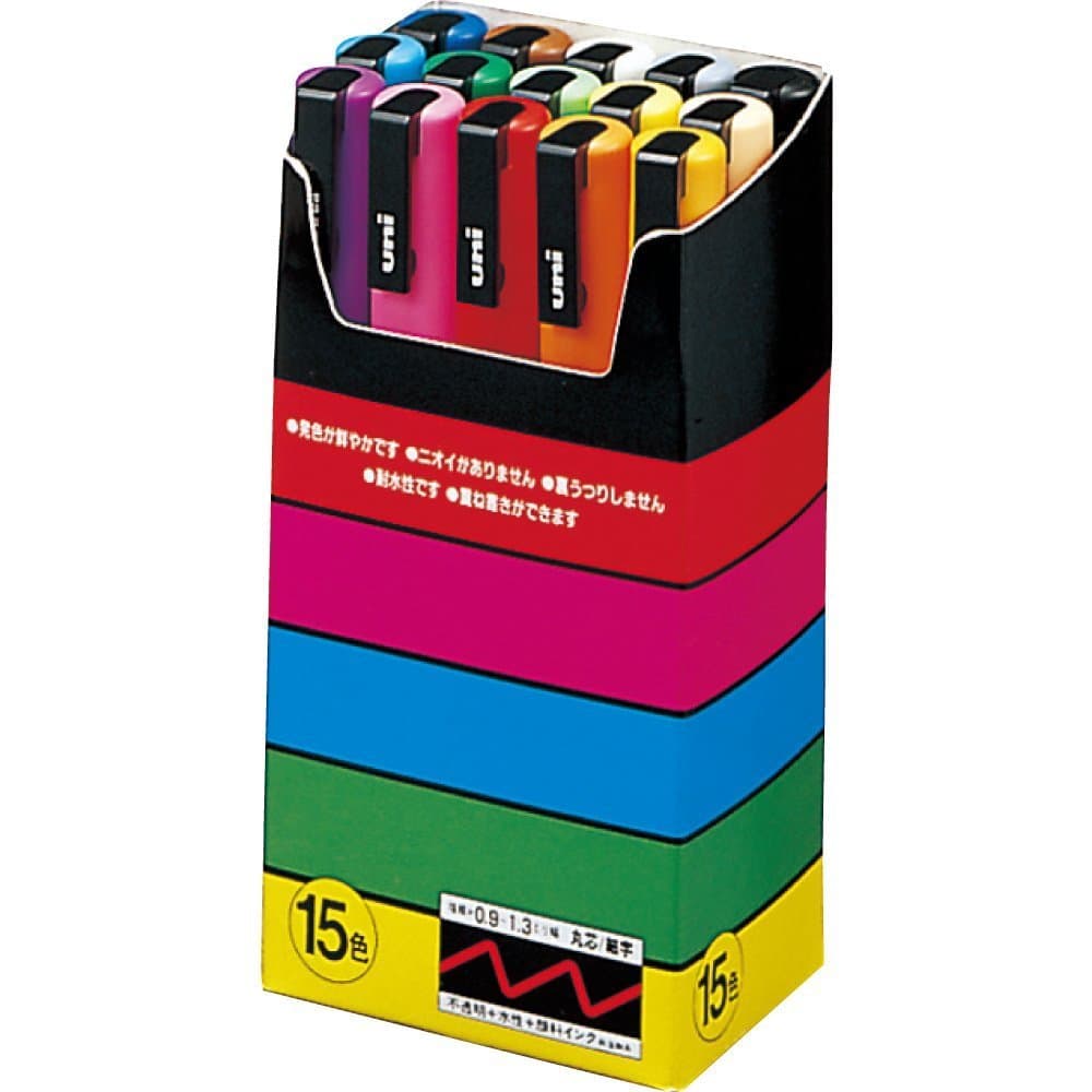 NEW Uni Posca Marker Thin 15 Colors Set PC-3M 15C Import Japan
