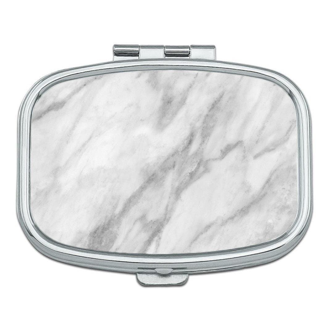 Gray Marble Background Custom Rectangle Silver Pill Box Pocket Medicine Tablet Holder Organizer Pill Decorator Case Purse