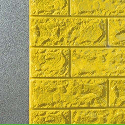 3D Brick Pattern Wall Stickers Peel and Stick Kitchen Backsplash Wall Sticker Faux Ceramic Tile Design 27.5"30.3" 1pcs (yellow)