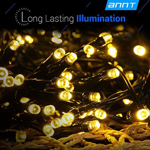 Solar Powered String Light 200 LED 72ft 22m ANNT Ambiance Lighting Waterproof Solar Powered Starry Lighting Fairy Garden Decorative Lights for School Party Decoration (Warm White)
