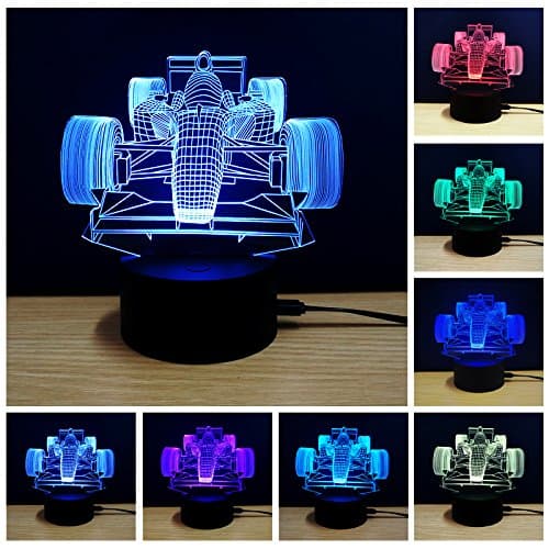VOMHOME 3D LED Night Light,Multi 7 Color Charge Button LED Desk Table Light Lamp Bedroom Children Room Decorative Night Light (Sport Car)