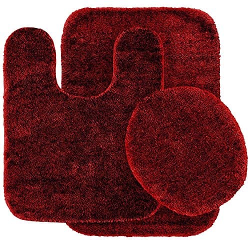 3PC BATHROOM SET BATH MAT COUNTOUR RUG LID COVER PLAIN