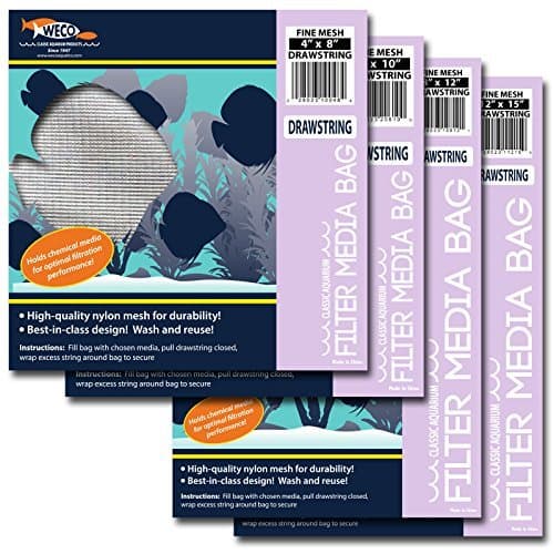 WECOClassic Filter Media Bags Fine Mesh Drawstring, 4" X 8"