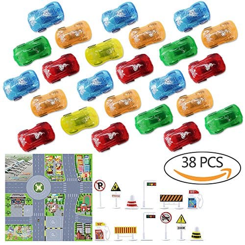 Pull Back Vehicles, 24 Pcs Assorted Mini Plastic Toy Racing Car, Interesting Vehicle Model Toy Sets, Party Bag Fillers for Boys, Girls, Children, Kids Babies and Toddlers age 3 years old