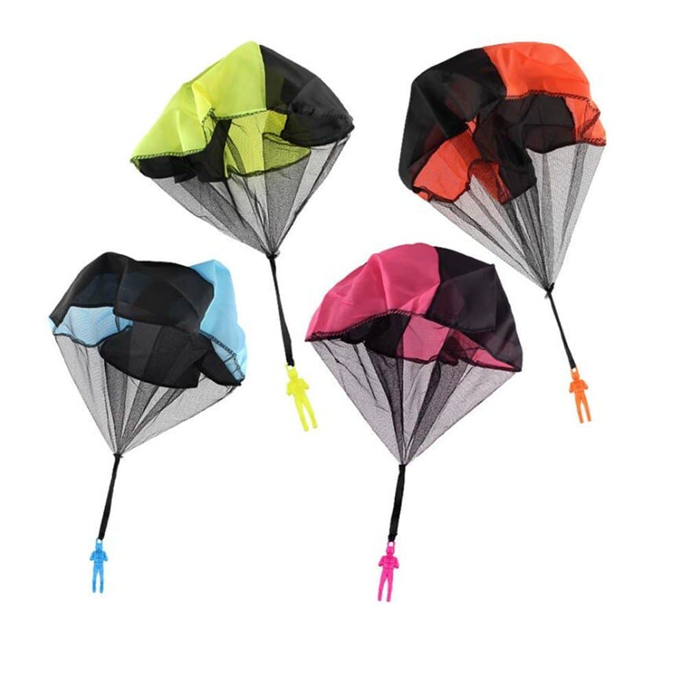 Ceasyde 4 Pack Tangle Free Throwing Toy, Interesting Hand Throw Parachute Army Man, Toss It Up and watch Landing Outdoor Square Children's Flying Toys for Kids and Children
