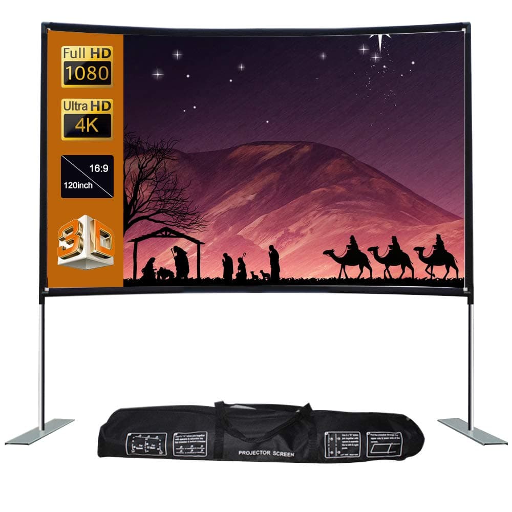 16:9 Projector Screen Stable Base Pipe Connection Home Theater Portable Outdoor Movie (120inch)