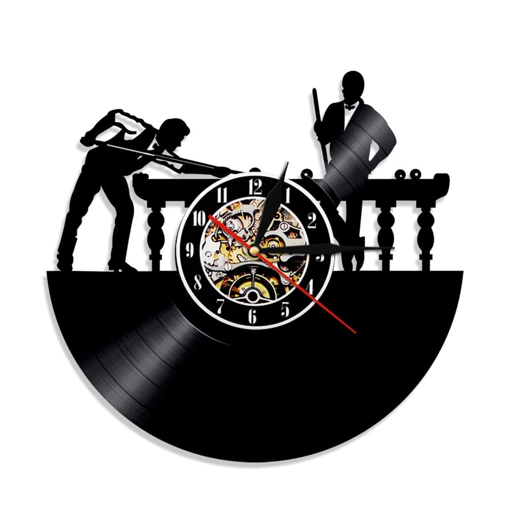Shinestore Billiards Vinyl Record Wall Clock Pool Table Handmade Time Clock Billiards Player Decorative Clocks