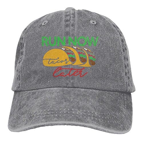 JTCY Run Now Tacos Later Plain Washed Dad Solid Cotton Polo Style Baseball Cap Hat Ash