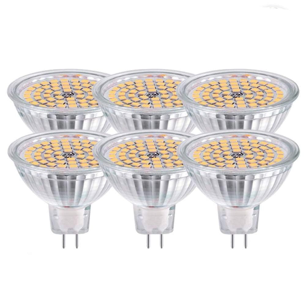 GVOREE GU5.3 MR16 LED Light Bulbs 5W (Replace 50W Halogen) LED Spot Light Track Lighting Led Bulbs AC/DC 12V Bulbs Warm White 2700K Non-dimmable 6 Pack [Energy Class A+]
