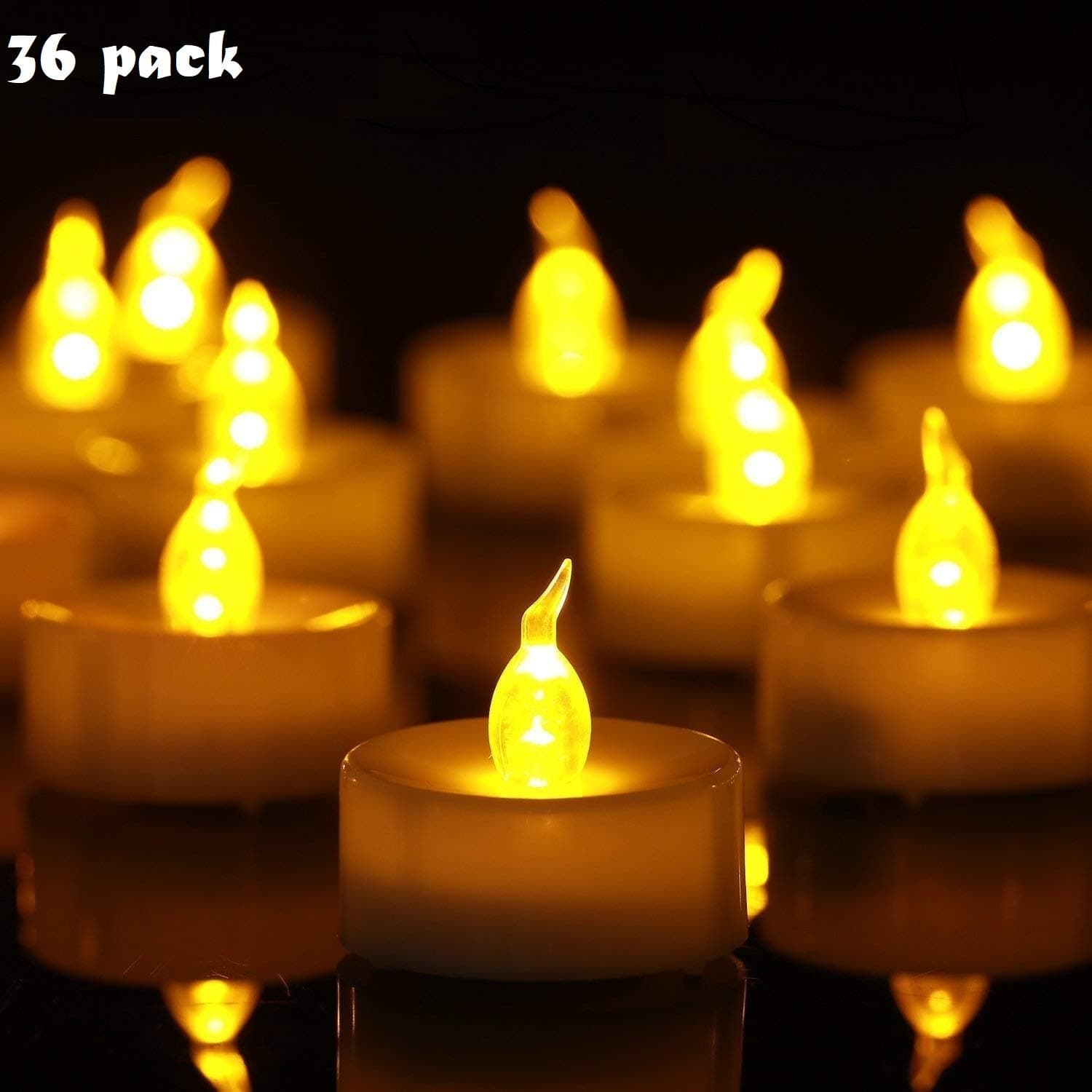 Tea Lights,Flameless LED Tea Light Candles 100 Hours Pack of 36 Realistic Flickering Bulb Battery Operated Tea Lights Seasonal & Festival Celebration Electric Fake Candle in Warm Yellow(36)