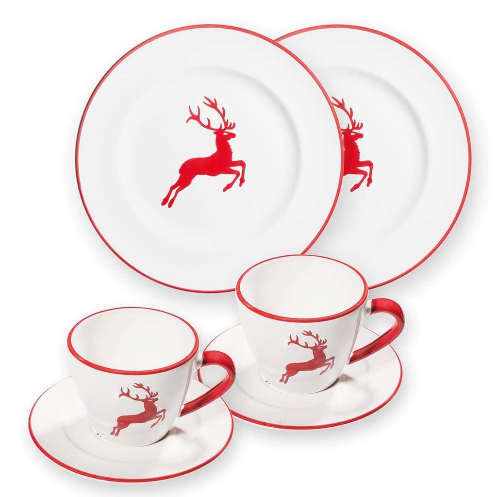 GMUNDNER KERAMIK Breakfast for Two Gourmet, Ceramic Deer Ruby, 29.5 x 29 x 11 cm