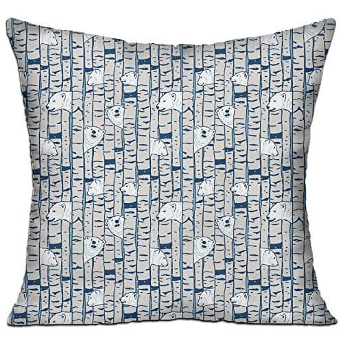 HotNewbee Cushion Case Bears Birch Forest Snow Pattern Cushion Case Pillow with Pleasing Feeling &amp; Harmless To Skin for Daily Necessities Keep Warm