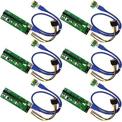 PrimeStar 6-Pack Ver 006 PCI-E Powered 16X to 1X Adapter Riser USB 3.0 Cable Molex 4Pin To SATA 15Pin Power Connector - GPU Riser Extender Cable - Ethereum Mining ETH