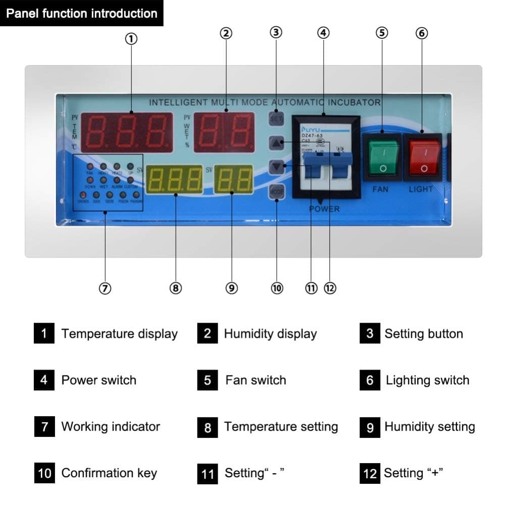 HuXwei Intelligent automatic hatching controller XM-18E incubator accessories for poultry, cockroaches, pigeons, peacocks,Black