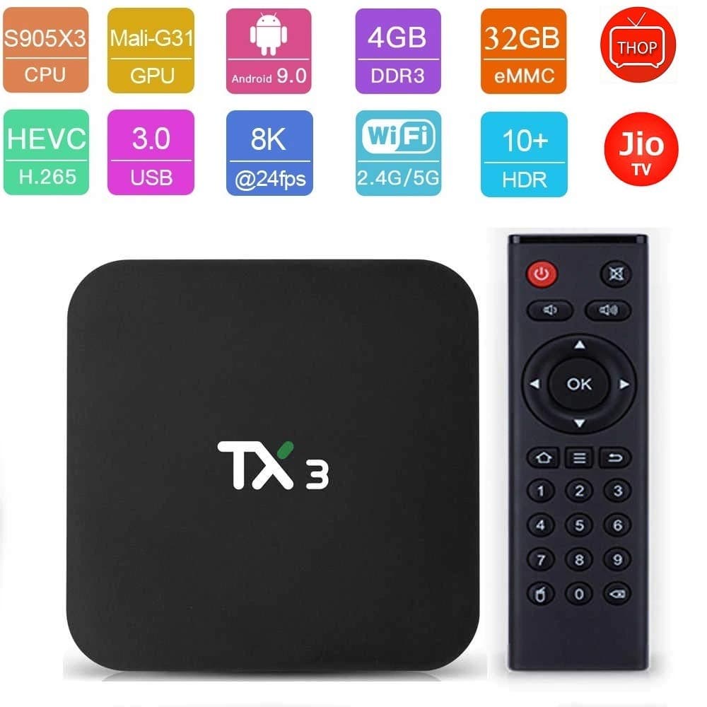 X96 TaNiX TX3 Android 9.0 Mini PC, 4GB 32GB Android TV Box Amlogic S905X3 Supports JIO TV HotStar Thop TV PlayStore Miracast UHD 8K 4K 1080P USB 3.0 Bluetooth 5G WiFi Smart TV Box