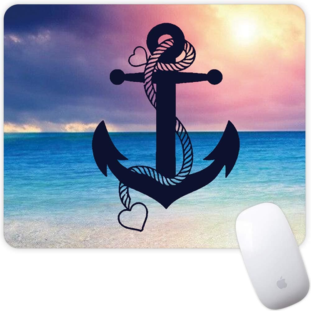 Marphe Mouse Pad Mousepad Non-Slip Rubber Gaming Mouse Pad Rectangle Mouse Pads for Computers Laptop (Blue Sea Anchor)