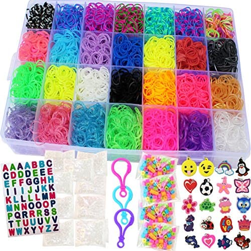 11,600+ Authentic Rainbow Mega Refill Loom by Talented Kidz: Includes 10,750 Premium Quality Rubber Bands, 3 Backpack Hooks, 30 Charms, ABC Stickers, 235 Beads, 550 Clips, DIY Personalized Organizer