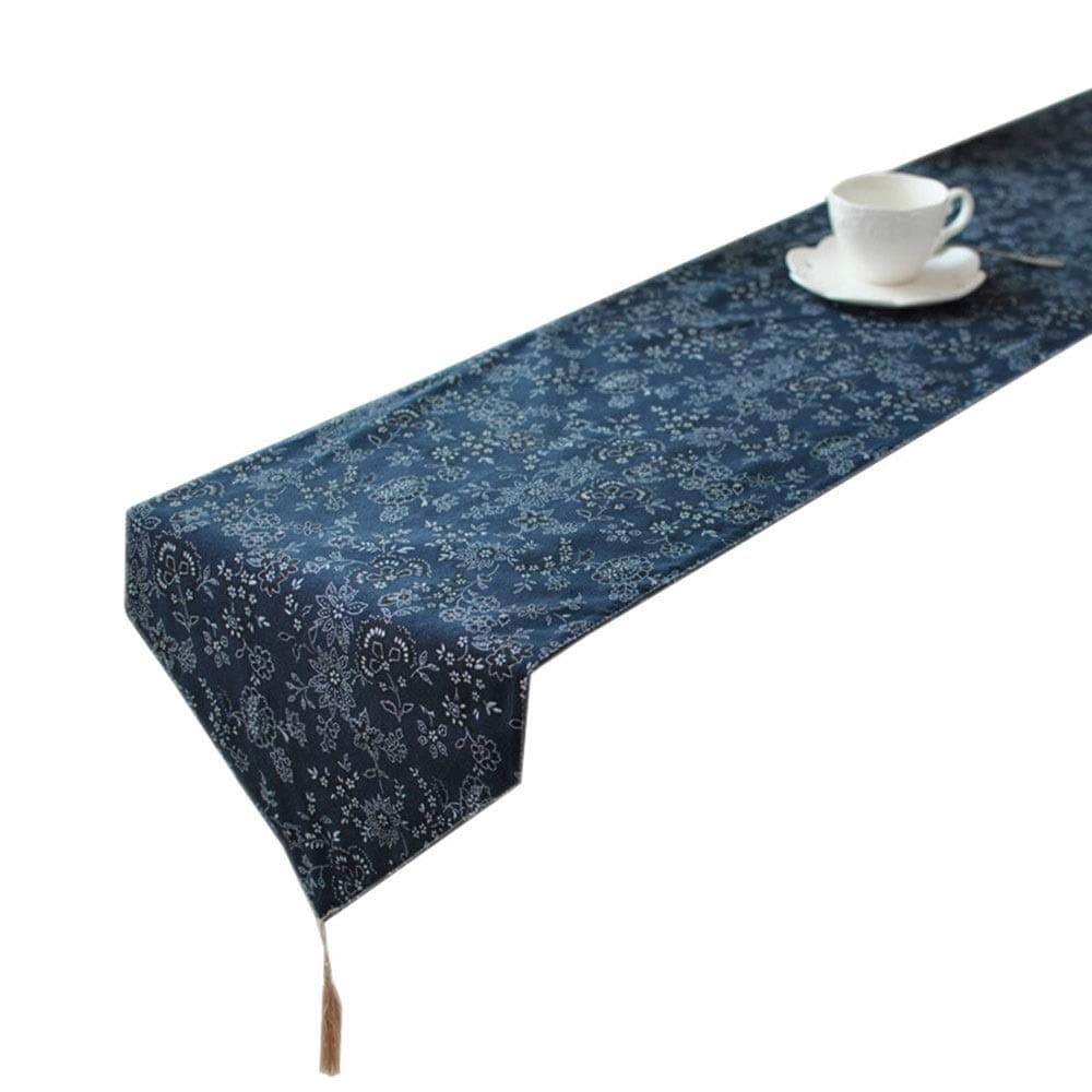 KYEEY Table Runner Modern Handmade Table Runner Cover Dark Blue For Rustic Boho Wedding Bridal Shower Decor for Kitchen Table (Color : Dark blue, Size : 12''x71'')