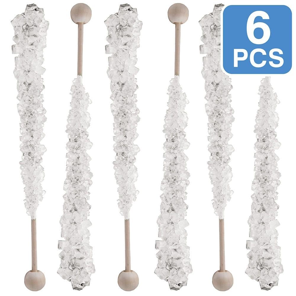 White Original Rock Crystal Candy Sticks (6 Pack)
