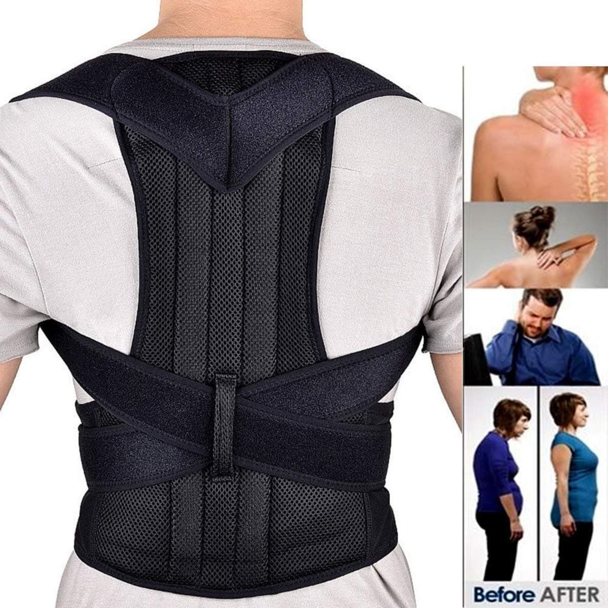 GNEY Adjustable Posture Corrector Back Brace For Back Pain Relief And Bad Posture Correction, Upper Shoulder Corrector, Back Support Vest for Women and Men (XL)