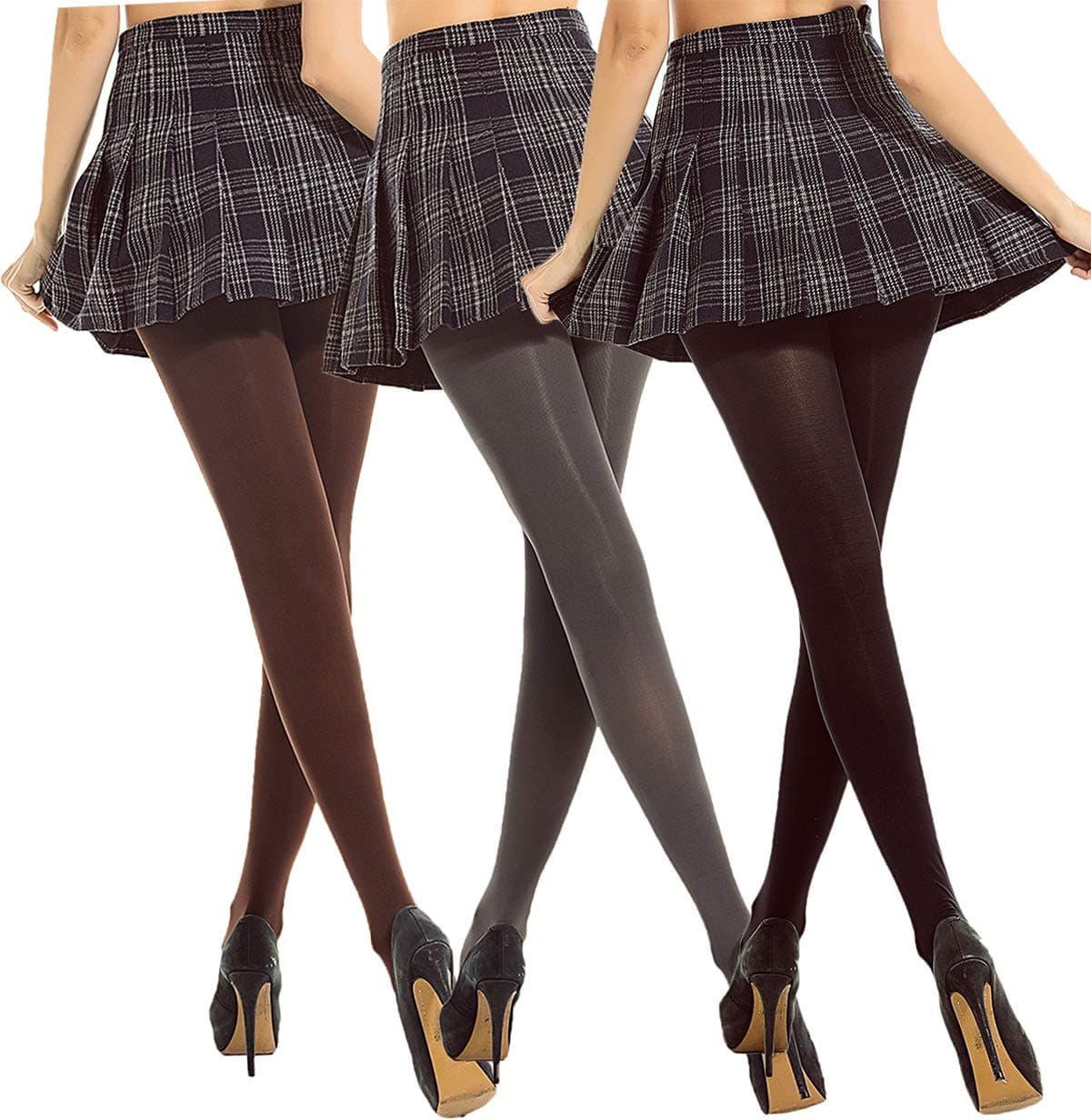 DancMolly Women's Opaque Tights Basic Control-Top Footed Hosiery