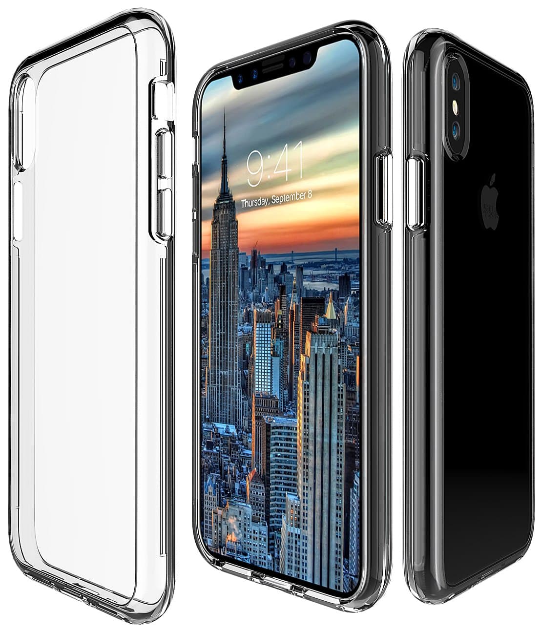 OtufaniPhone X Case, Premium Shock Absorption Clear Bumper Case with Scratch Resistant Protective Case Back Hard Cover for Apple iPhone X (Support Wireless Charging)