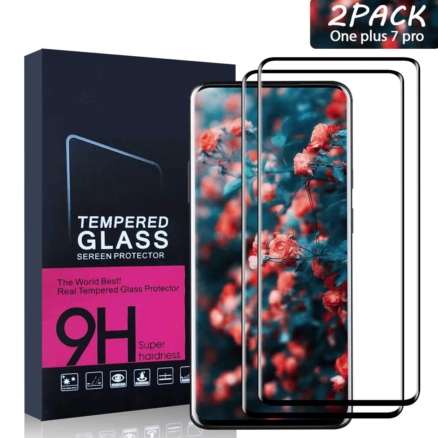 Pazon OnePlus 7 Pro Screen Protector Glass [2 Pack], Full Coverage HD Tempered Glass Anti-Scratch Bubble-Free Screen Protector for OnePlus 7 Pro