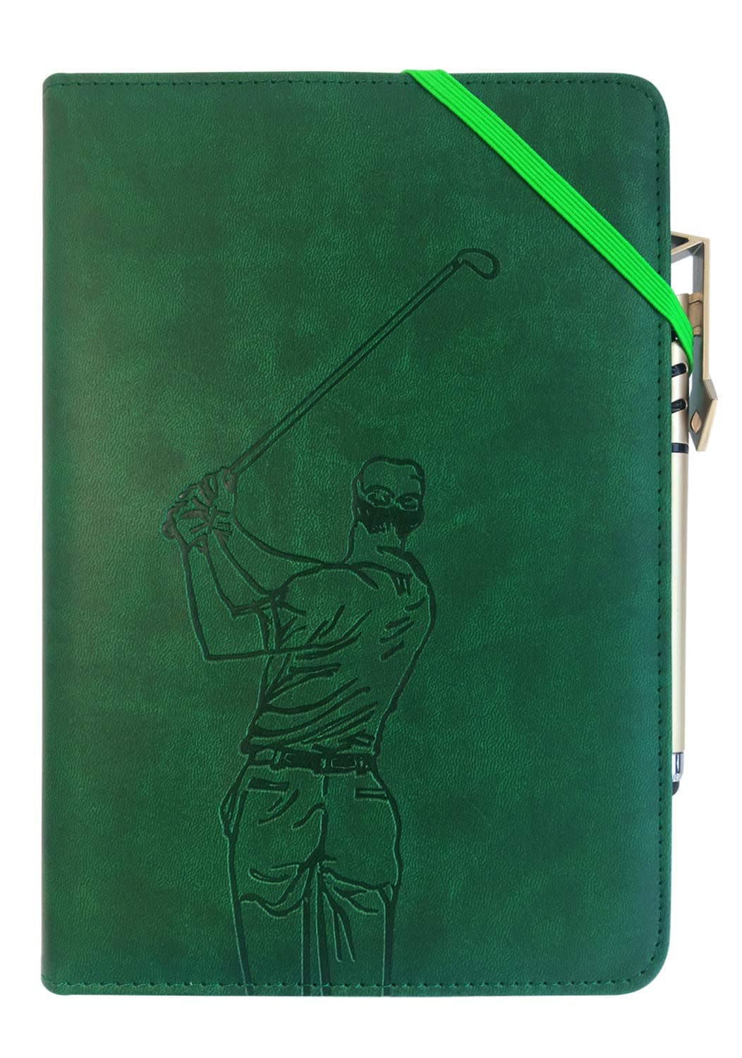 Refillable Vegan Leather Journal Gift Set, Lay Flat Sewn Binding Mens Journals Lined Pages Notebook Travel Journal Personal Diary, A5 (Golf)