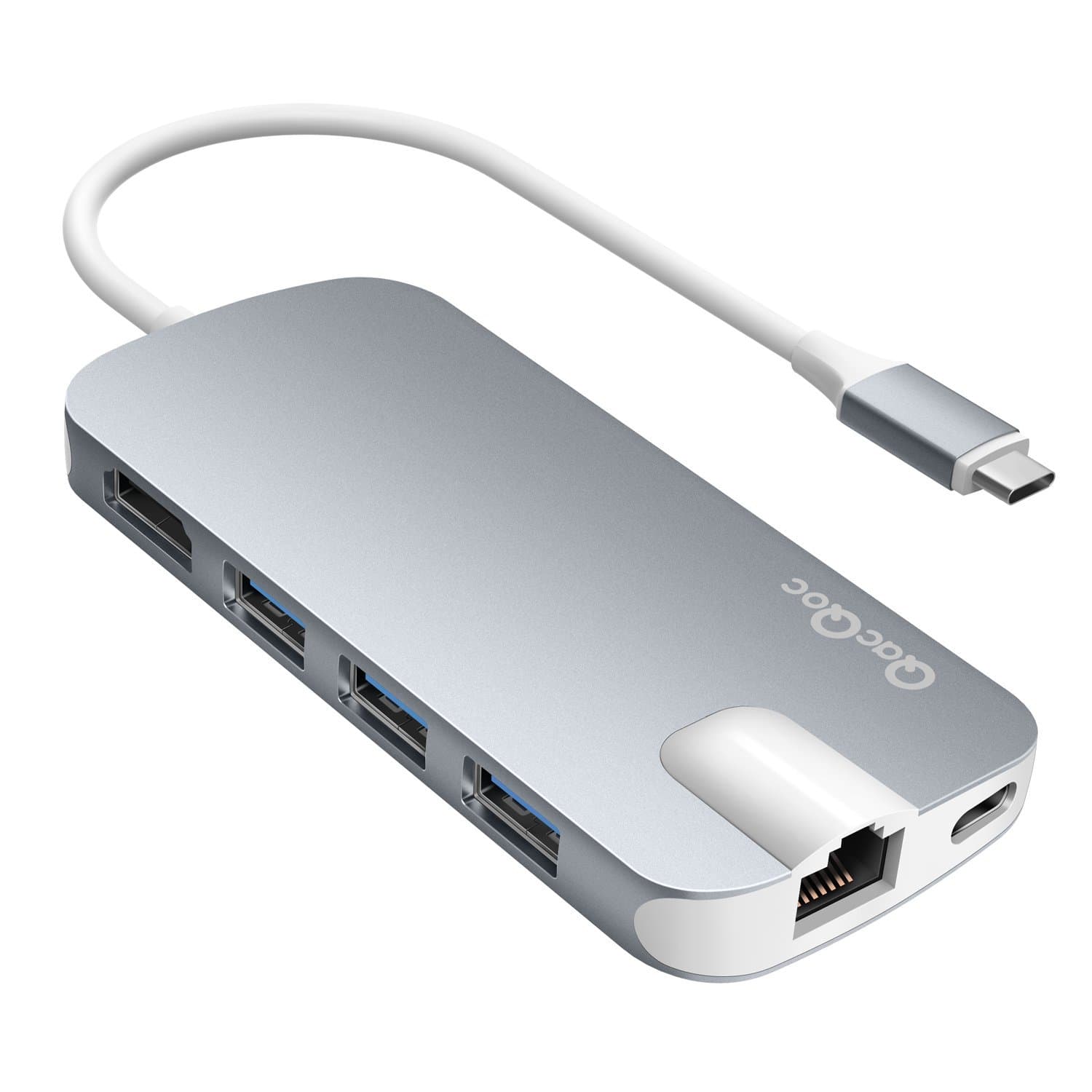 GN30H USB C Hub Shuttle Type C Hub with Power Delivery for Charging,HDMI Output,Card Reader, 3 USB 3.0 Ports,Gigabit Ethernet Port Adapter with PD Specification for MacBook