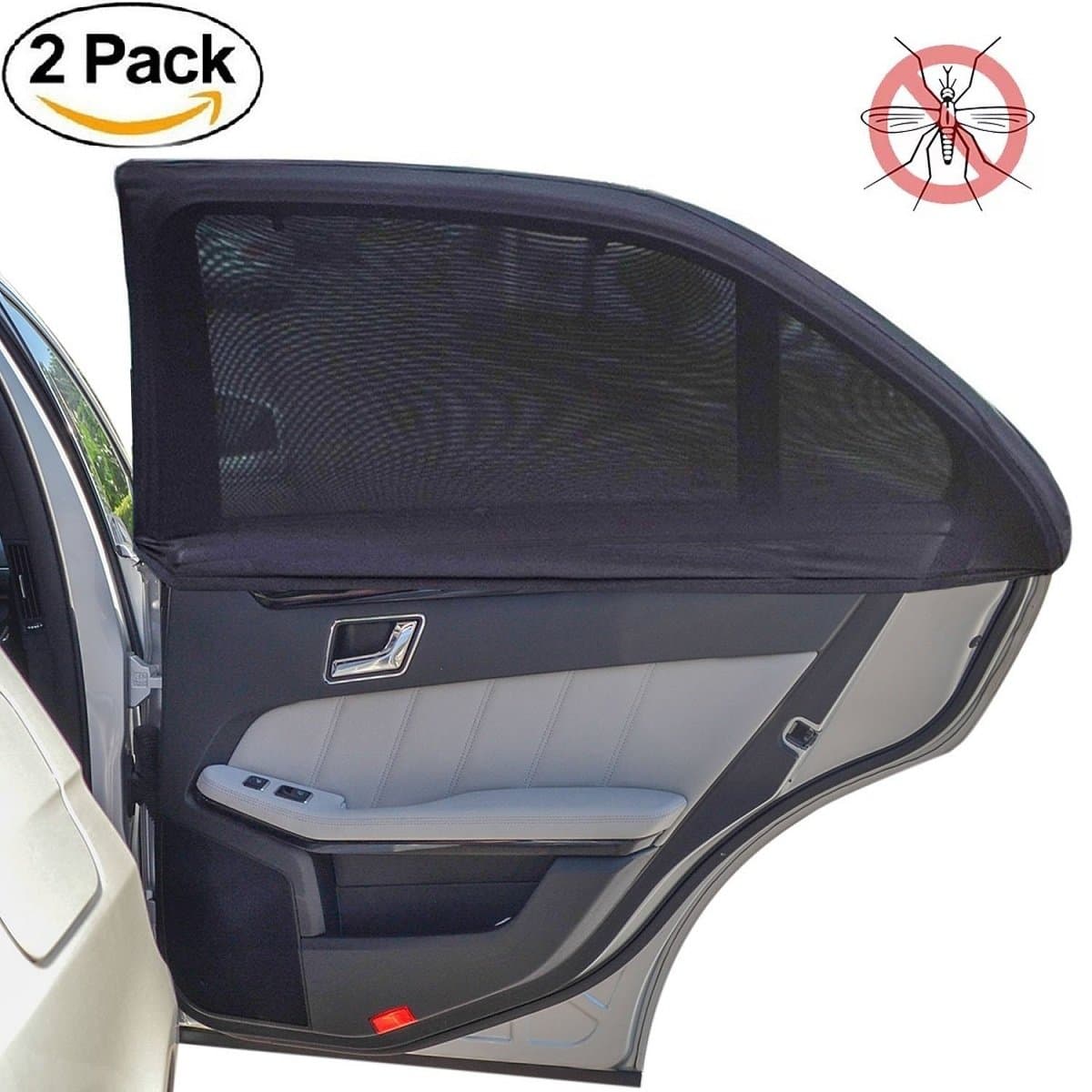 Car Side Window Sun Shade - Washable Car Sunshade Protector - Universal Fit Slip On Stretchable Mesh Solar Protective- Protect Your Kids and Pets in The Back Seat from Sun Glare and Heat Fit for Cars