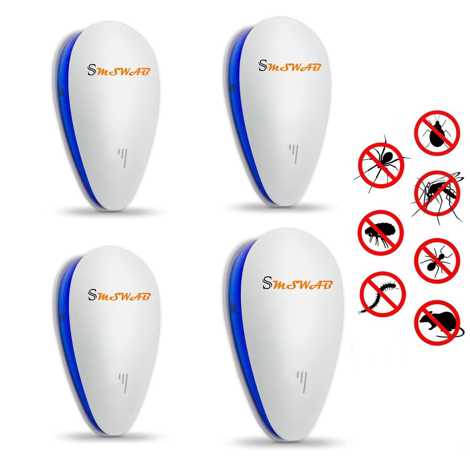 [NEW VERSION] Ultrasonic Pest Repeller - BEST Pest Control 4-Pack with DOUBLE IMPACT - Plug-In Electronic Home Repellent Anti Mice, Ant, Roach, Mosquito, Outdoor/Indoor (4 Pack White)