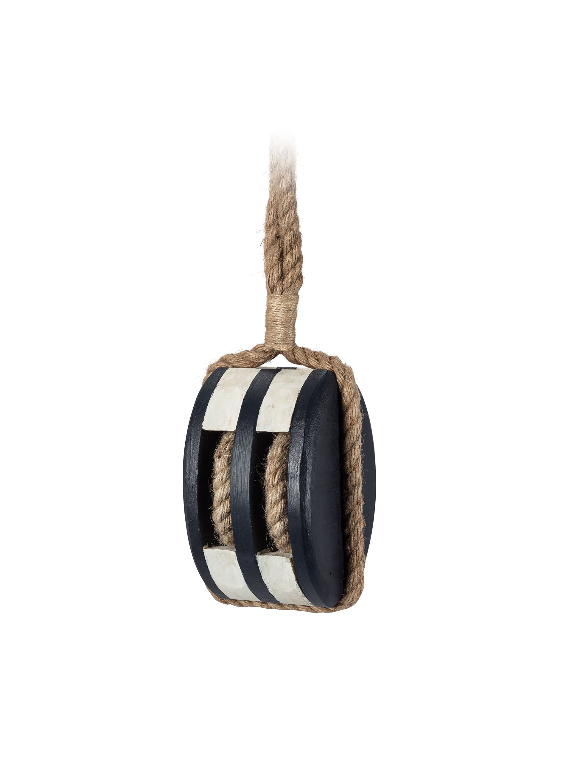 Abbott Collection Md Blu/Wht Float w/Jute Rope-9.5" H, Wood, Multi-Color