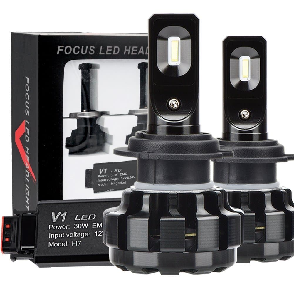 H4 LED Headlight Bulbs Car Light All-in-One Conversion Kit -6,000Lm 6000K Cool White Waterproof IP67-3 Year Warranty Yamadao(Pack of 2) [Energy Class A+++] …