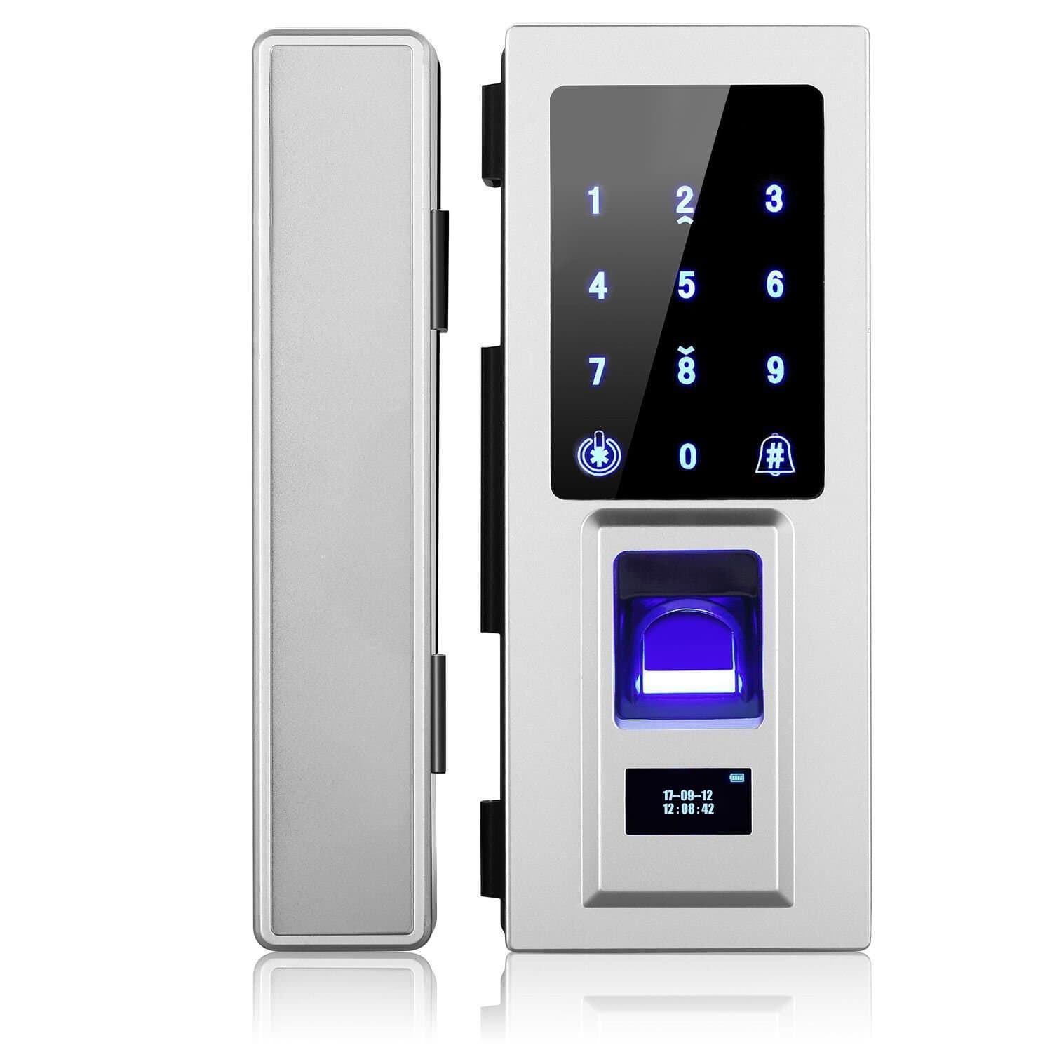 Security High-sensitivity High-Recognition Rate Biometric Fingerprint Door Lock, Right-Handed For Glass Door, Free Punching
