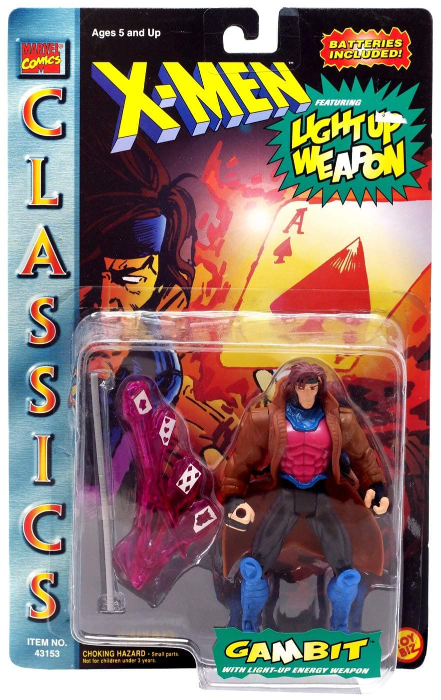 X Men Classics Gambit with Light UP Energy Weapon - Classic Purple and Black Outfit